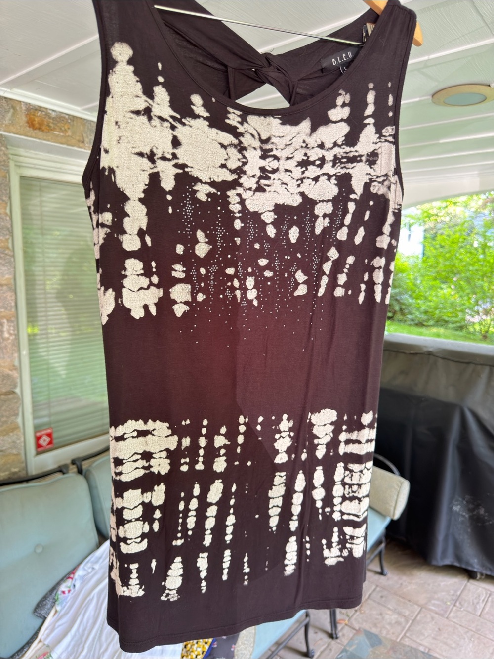 B.L.E.U. Black and White Tie-Dye Tank Top